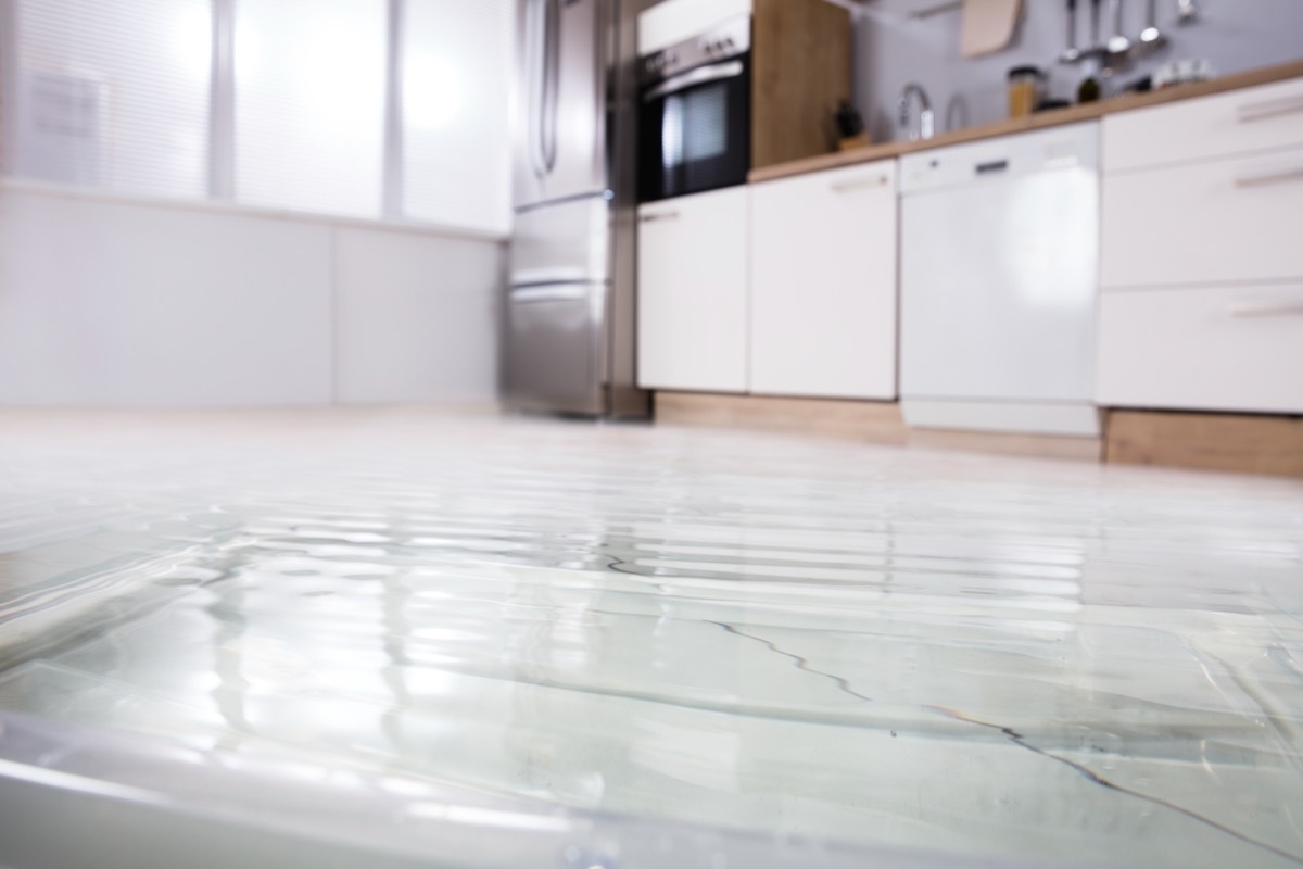 flooded modern kitchen