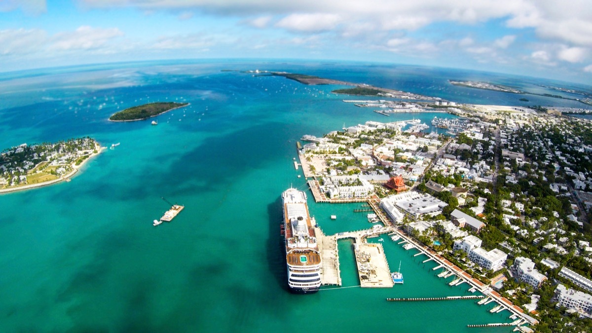 cruise stationed at a port in Key West Florida