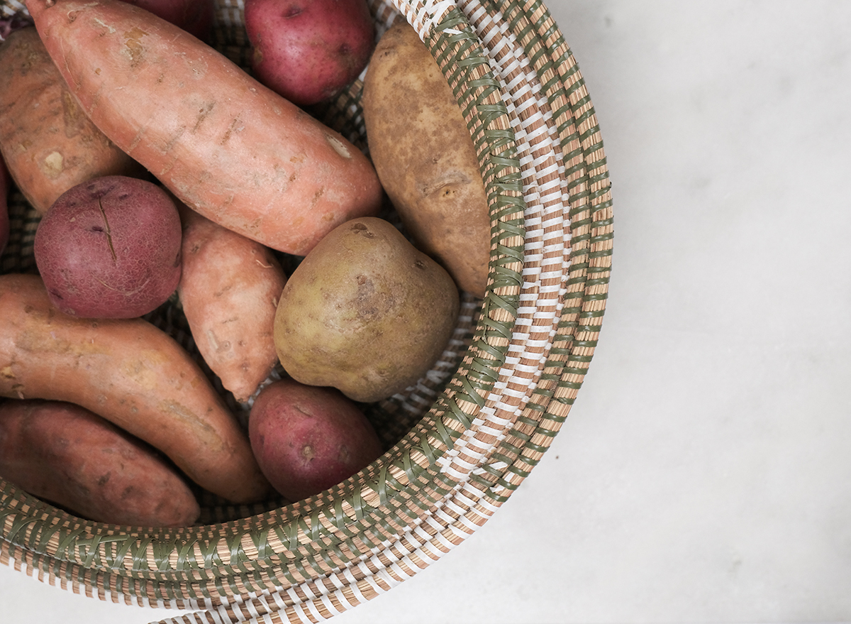 different types of potatoes in a basket