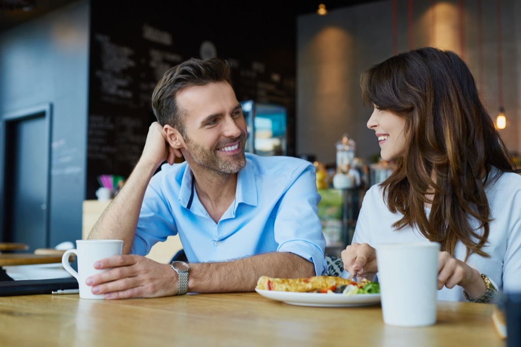 Happy young couple talking