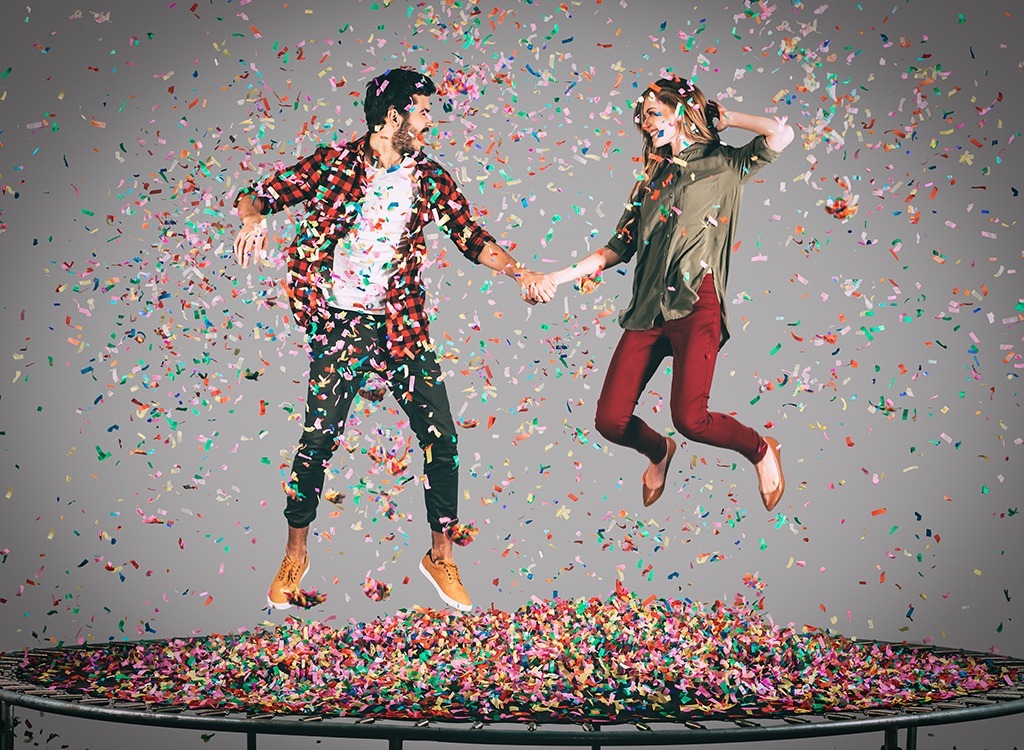 Couple on trampoline