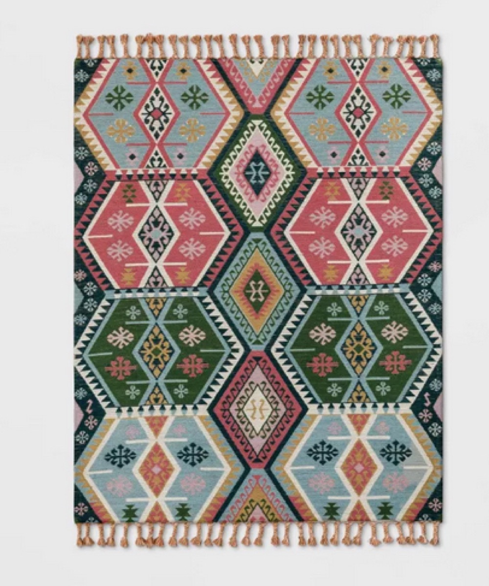 green and pink kilim