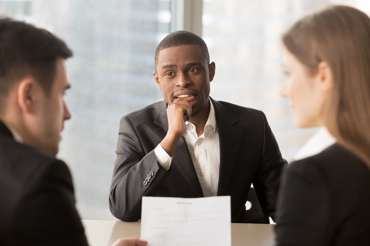 Man at job interview Illegal interview questions