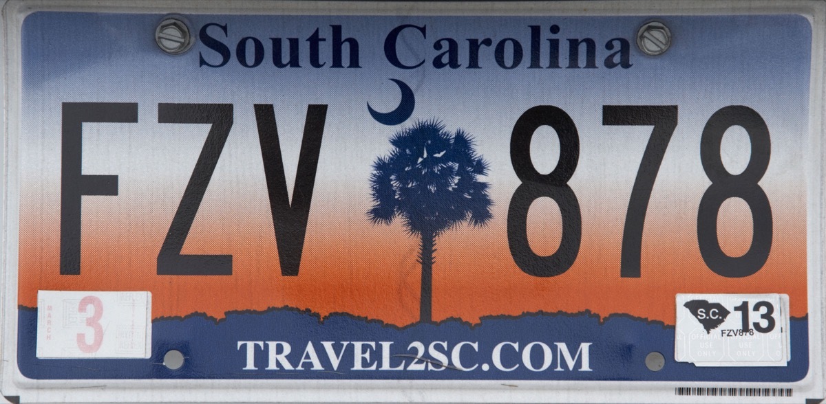 south carolina license plate