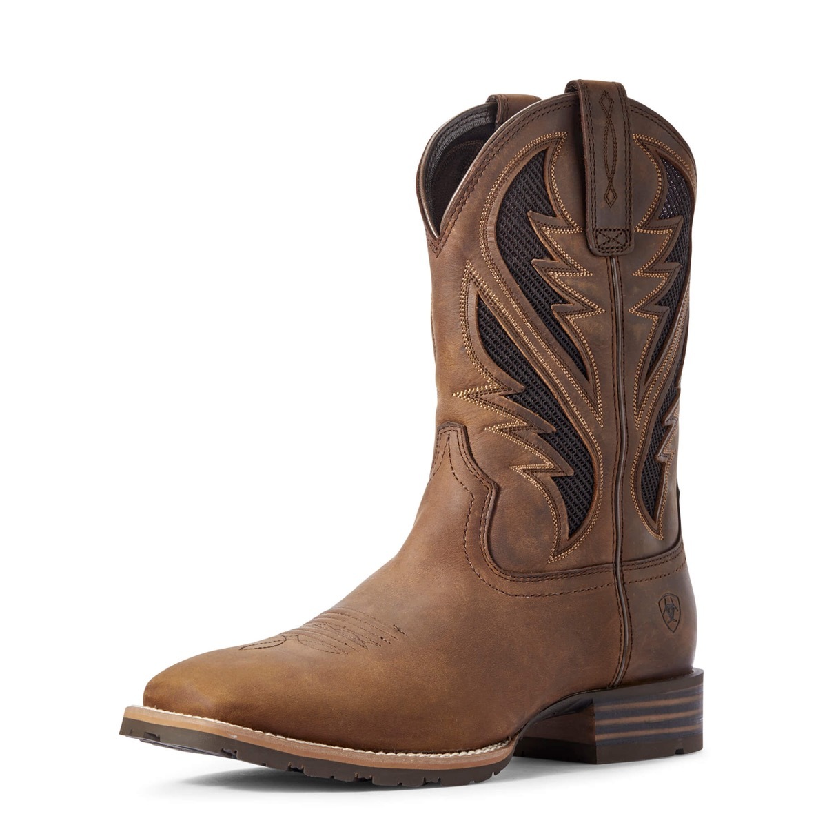 Brown leather cowboy boots