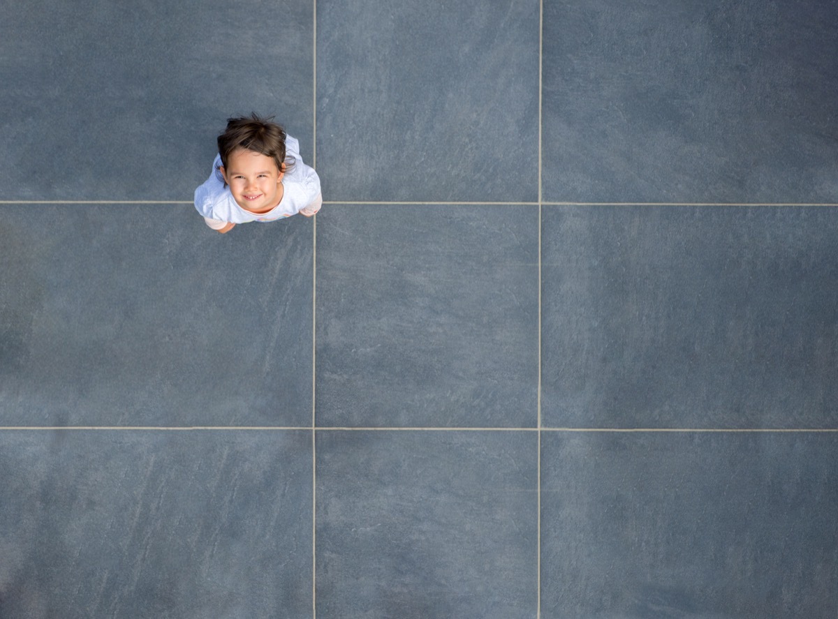 Top view of little girl smiling - Image