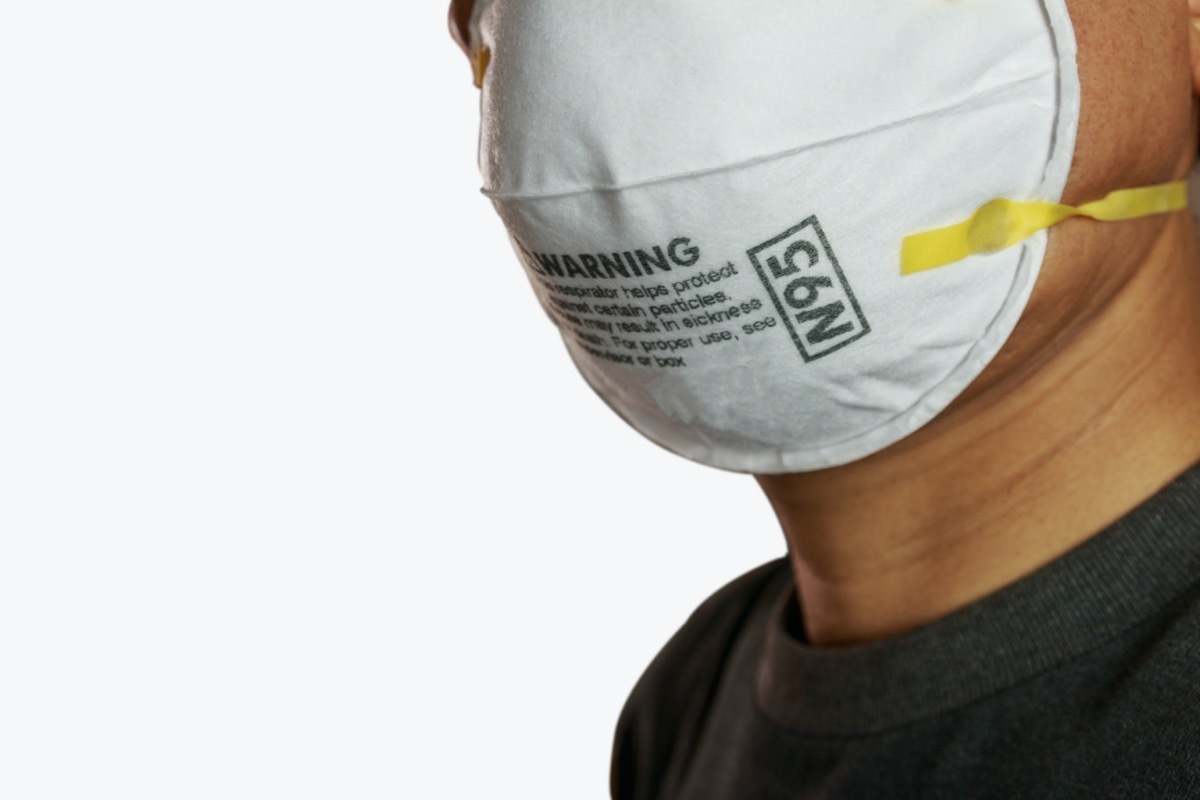 n95 mask on man