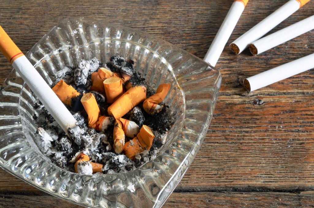 cigarettes in ashtray, skin cancer facts