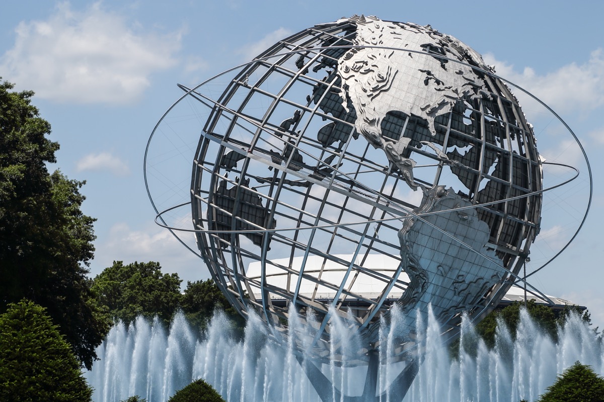 flushing meadows park sphere, new york, iconic state photos