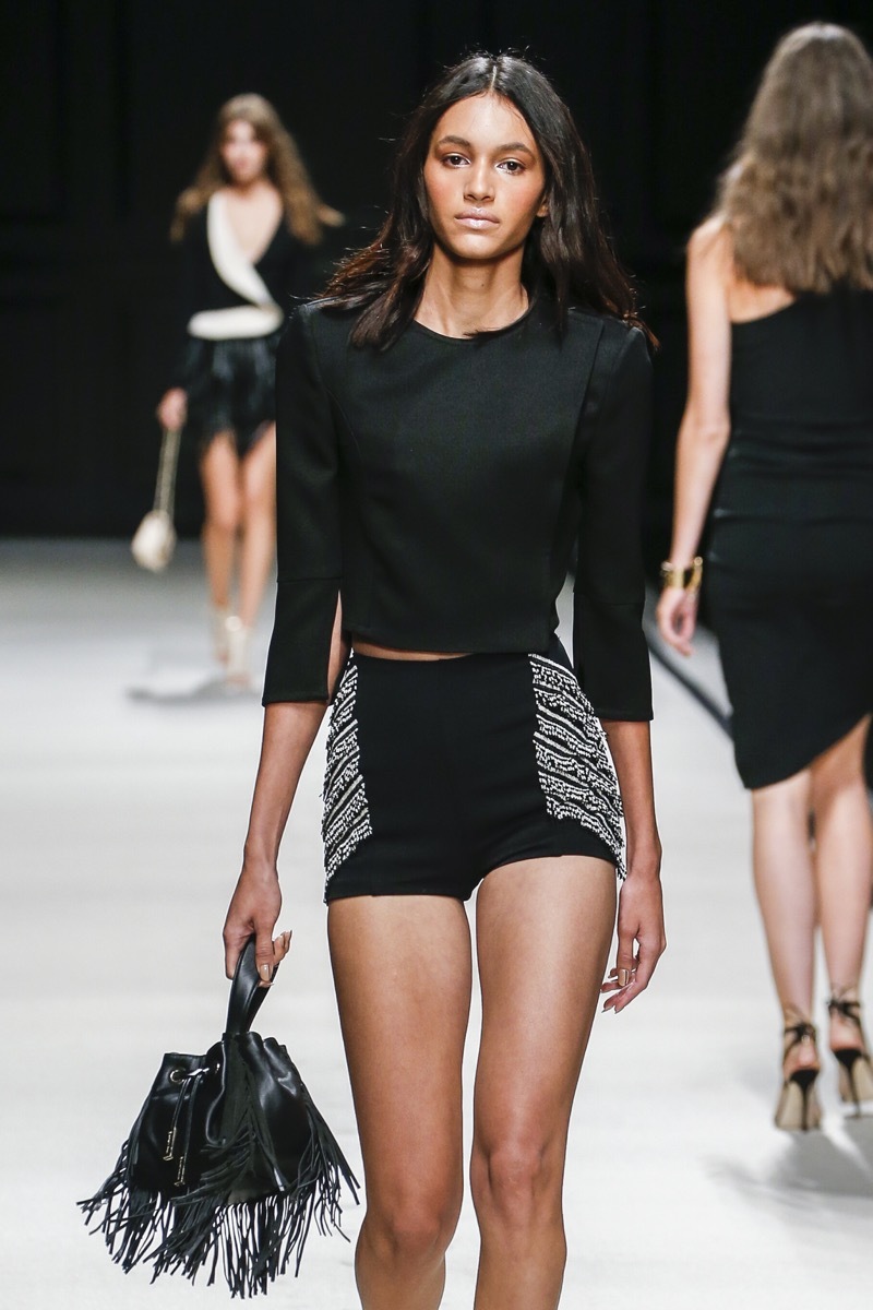 MILAN, ITALY - SEPTEMBER 26: A model walks the runway during the Elisabetta Franchi fashion show as part of Milan Fashion Week Spring/Summer 2016 on September 26, 2015 in Milan, Italy. - Image