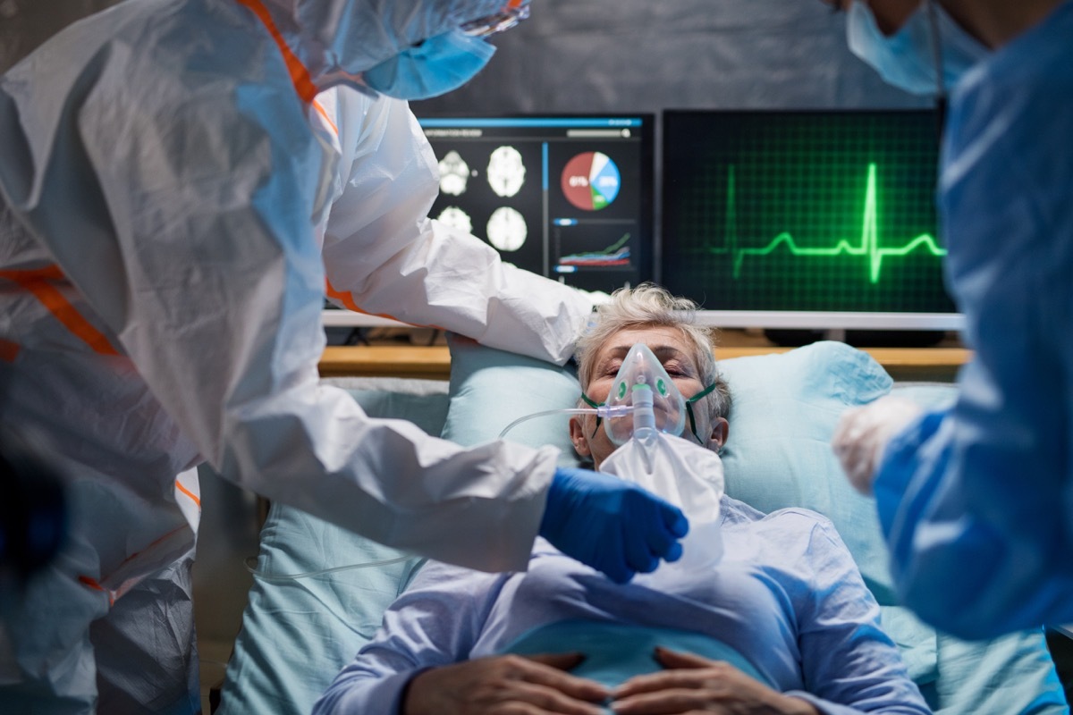 Woman in a hospital bed during coronavirus