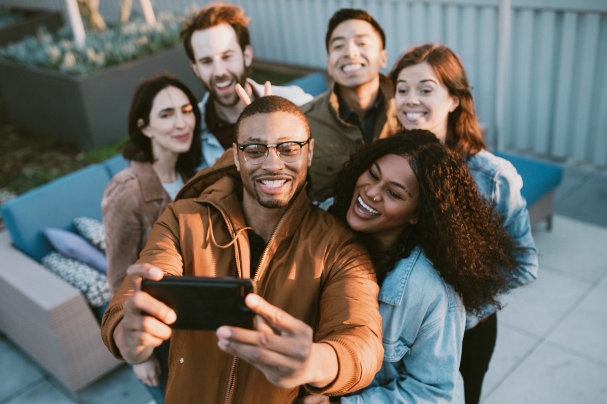 group of friends taking a selfie