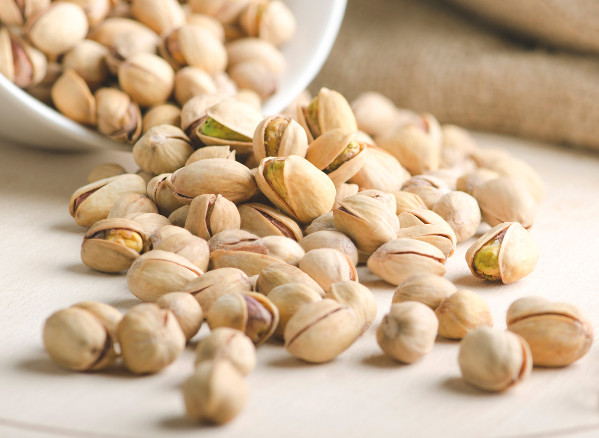 Pistachios falling out of bowl