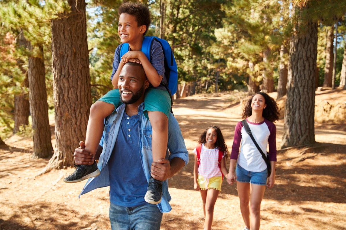 Family going for a hike