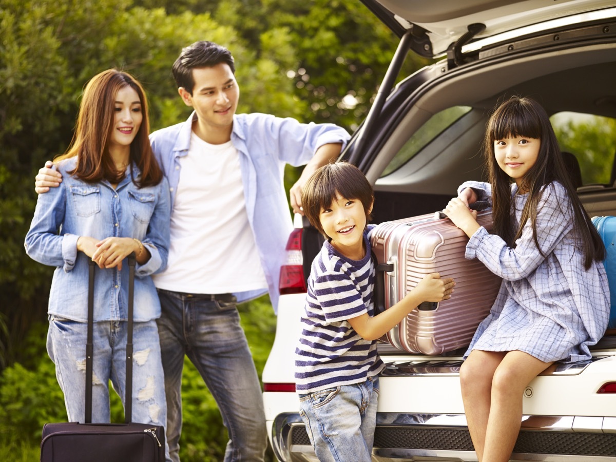 Family packing for trip