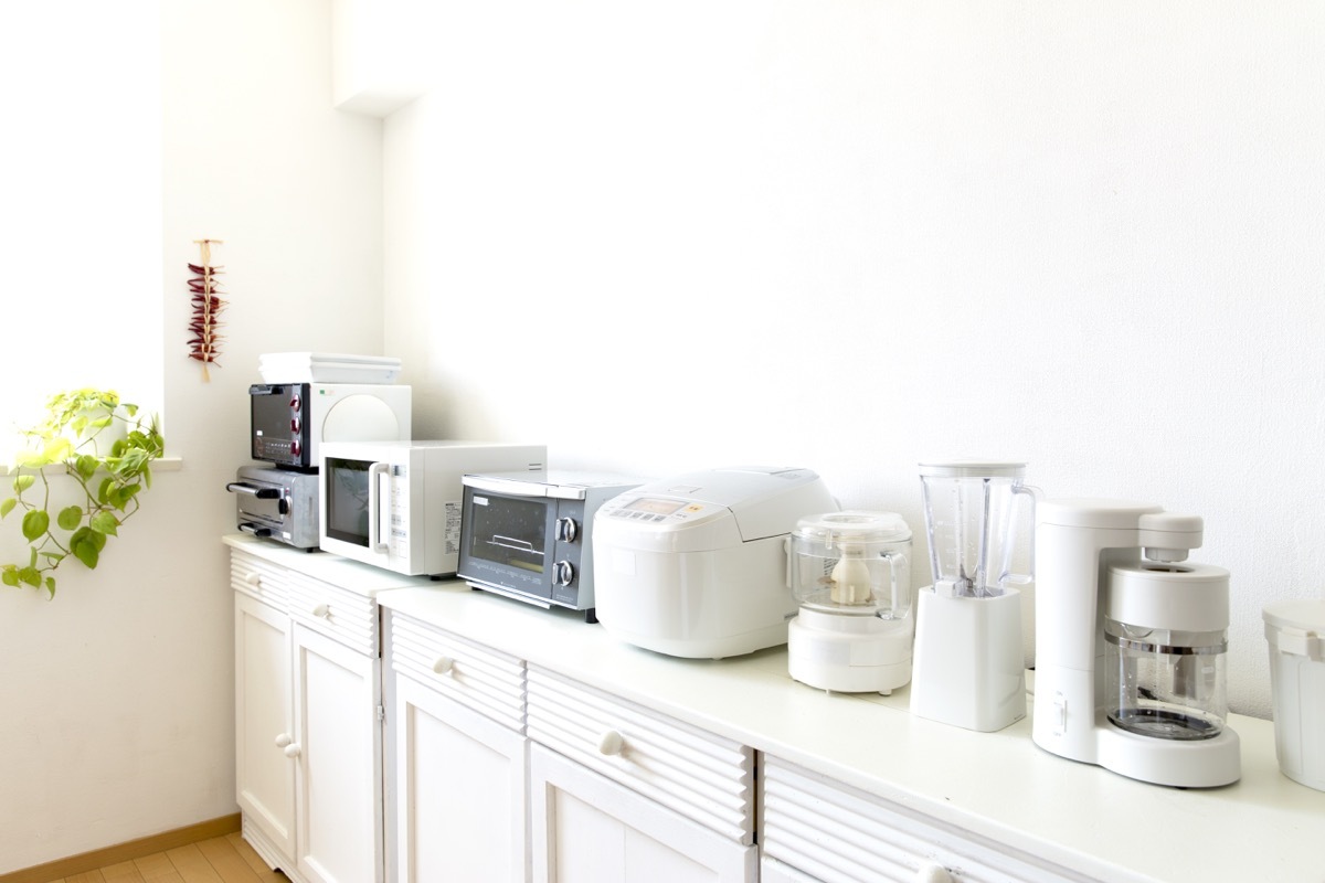 crowded kitchen counter