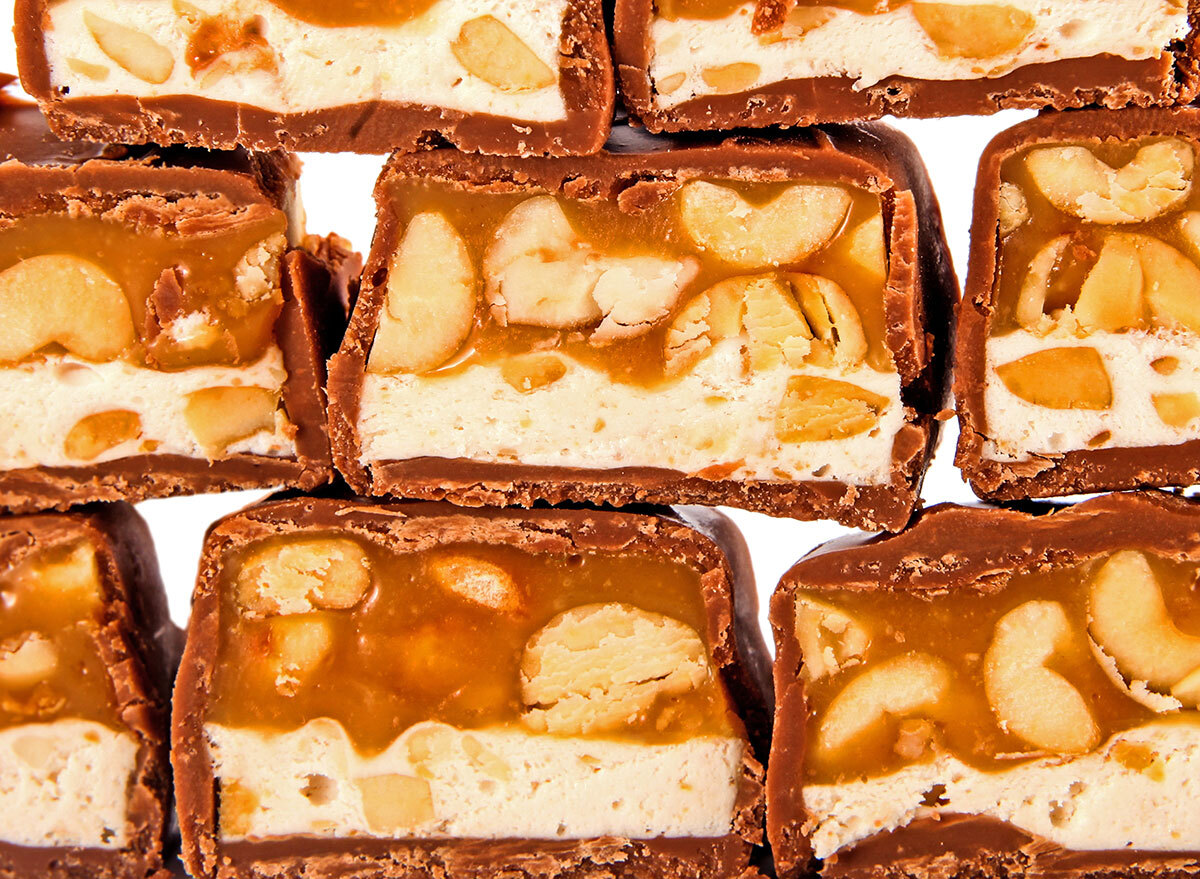 candy bar with peanut and caramel