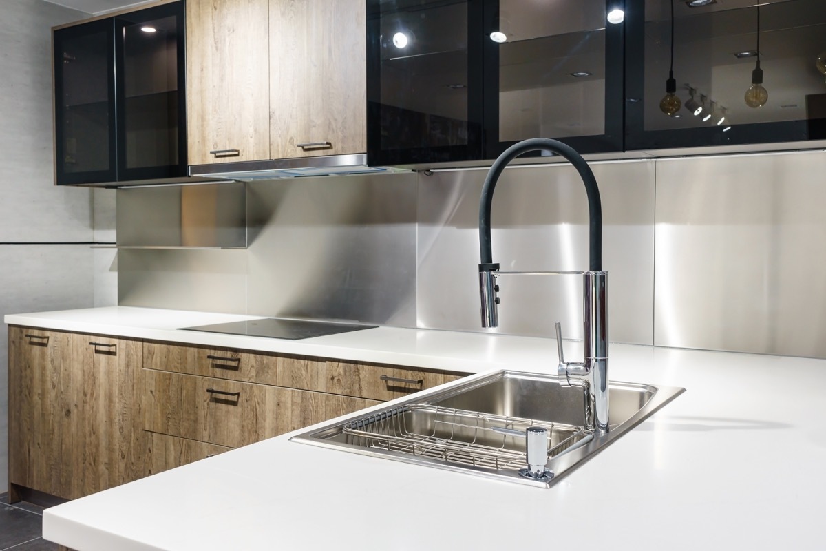 modern kitchen with chrome sink