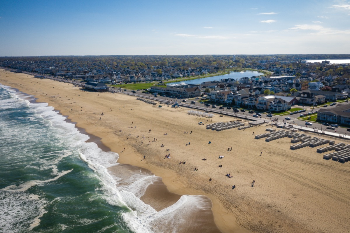 Aerial of Social Distancing in Belmar Beach