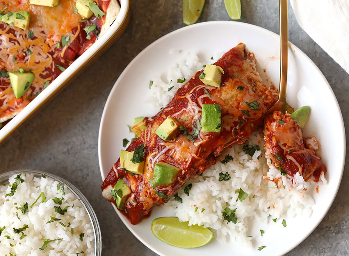 chicken enchiladas with rice