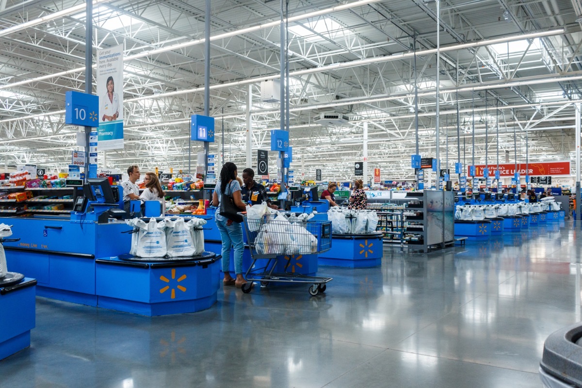 the checkout area of a walmart store