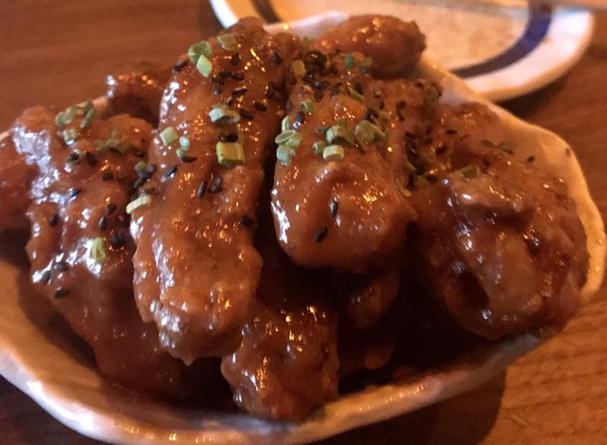 miso wings topped with scallions