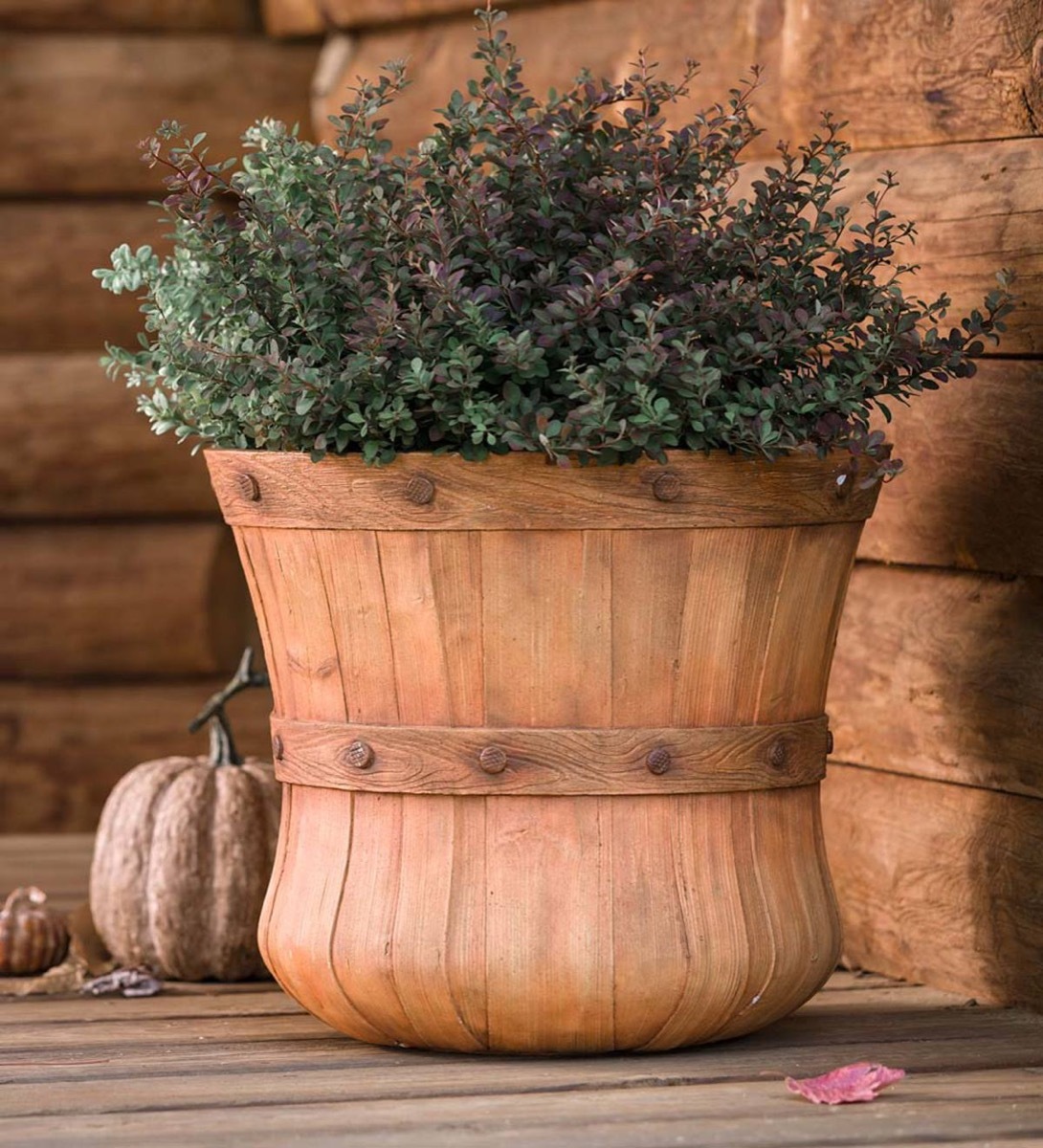 barrel planter, fall decorating tips