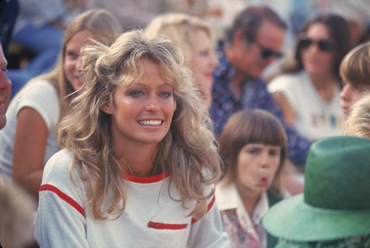 Farrah Fawcett at the Cedars-Sinai Medical Center charity tennis tournament in 1976