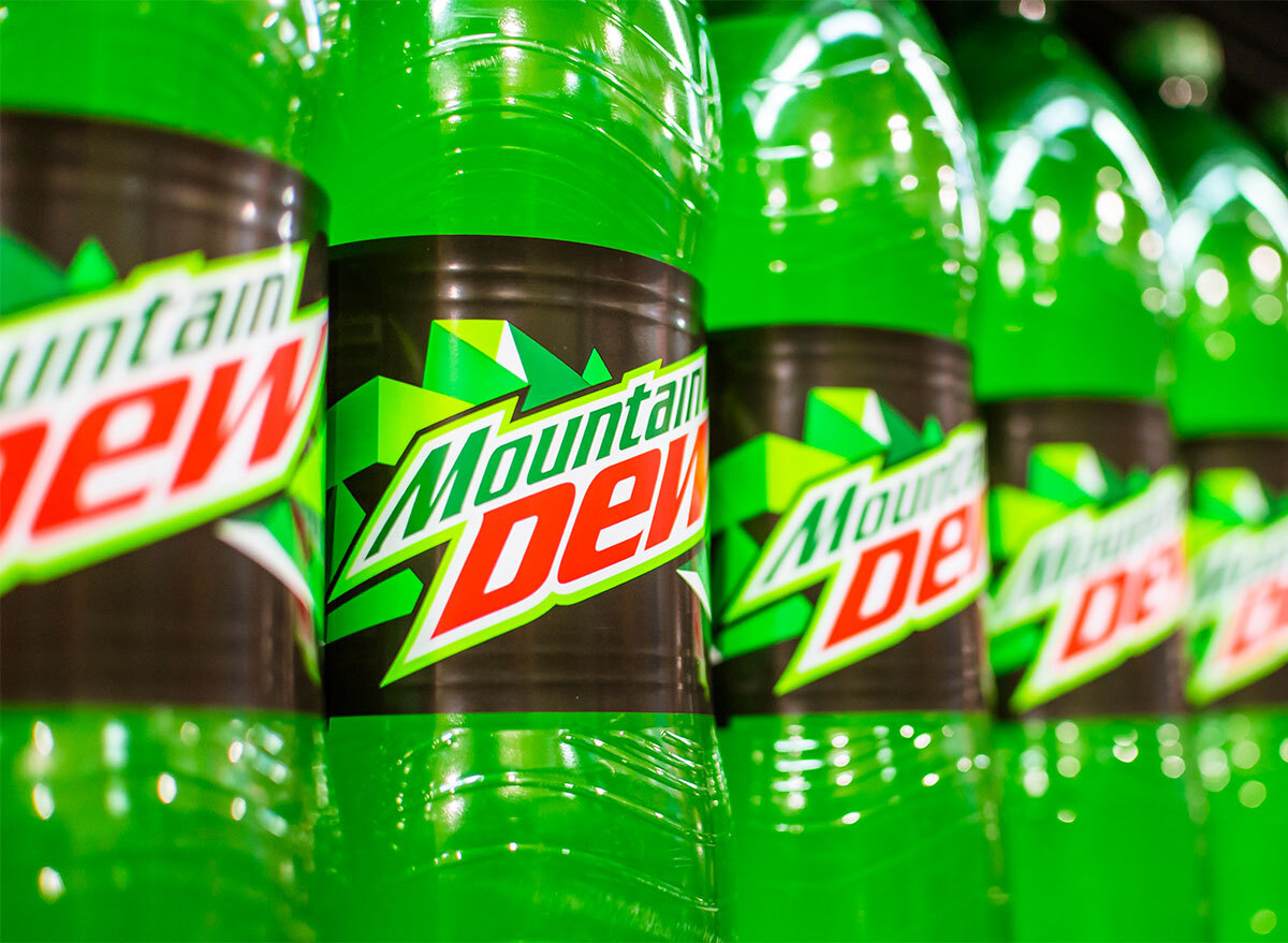 plastic bottles of mountain dew