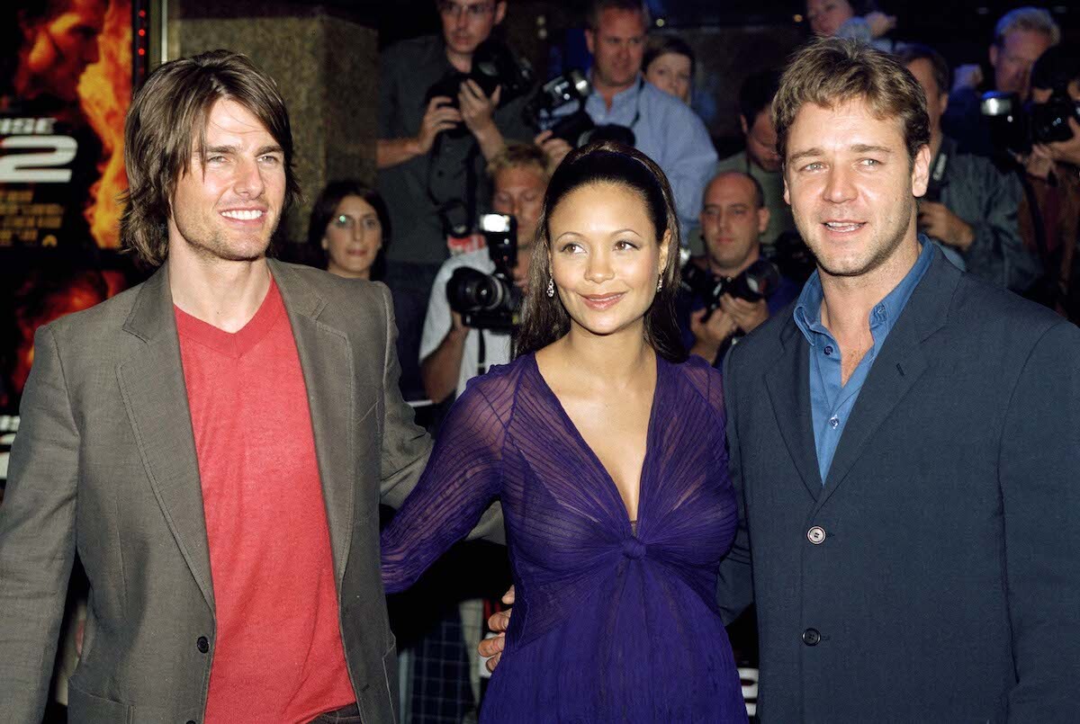 Tom Cruise, Thandiwe Newton, and Russell Crowe at the London premiere of 