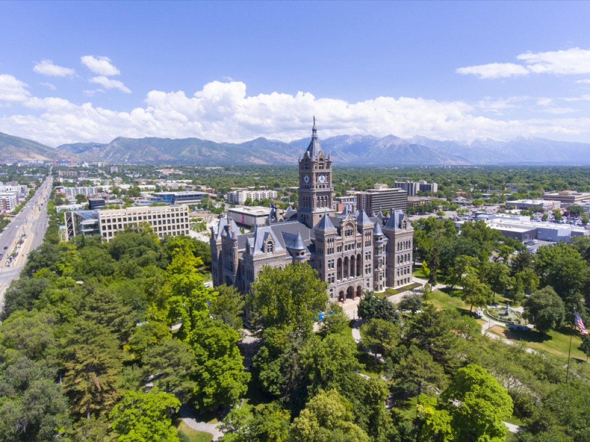 aerial view of salt lake city utah