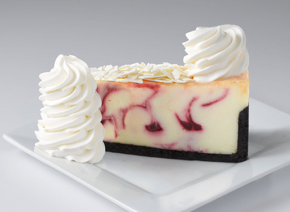 cheesecake factory white chocolate raspberry truffle cheesecake slice