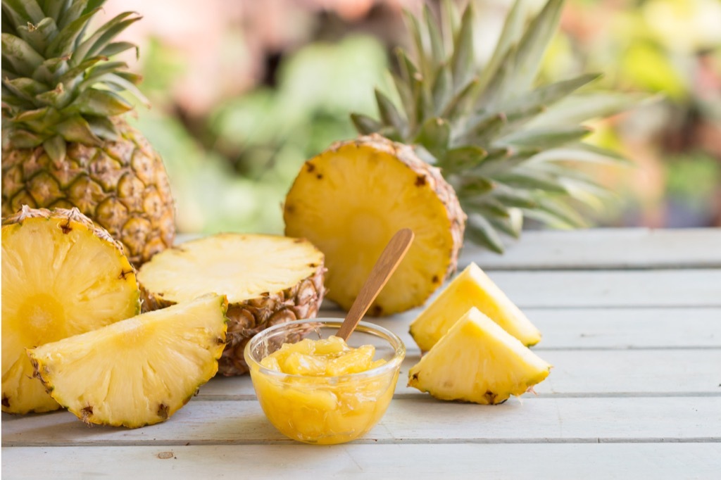 Pineapple on an outside table, foods that make you smell good 