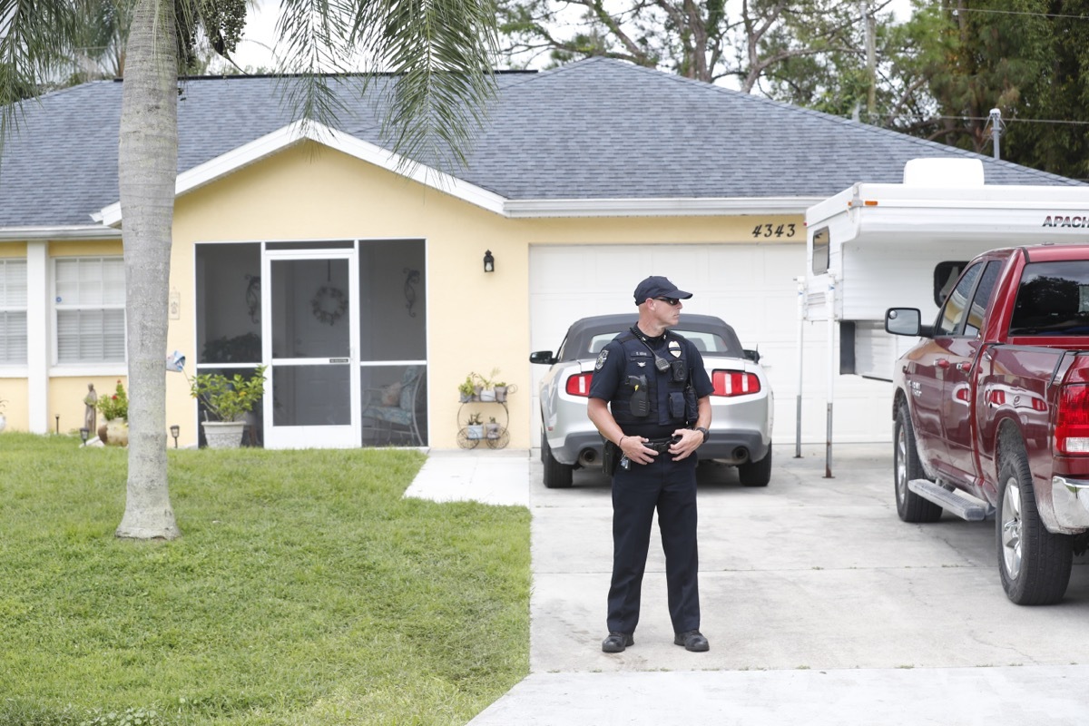 police officer outside of brian laundrie's home