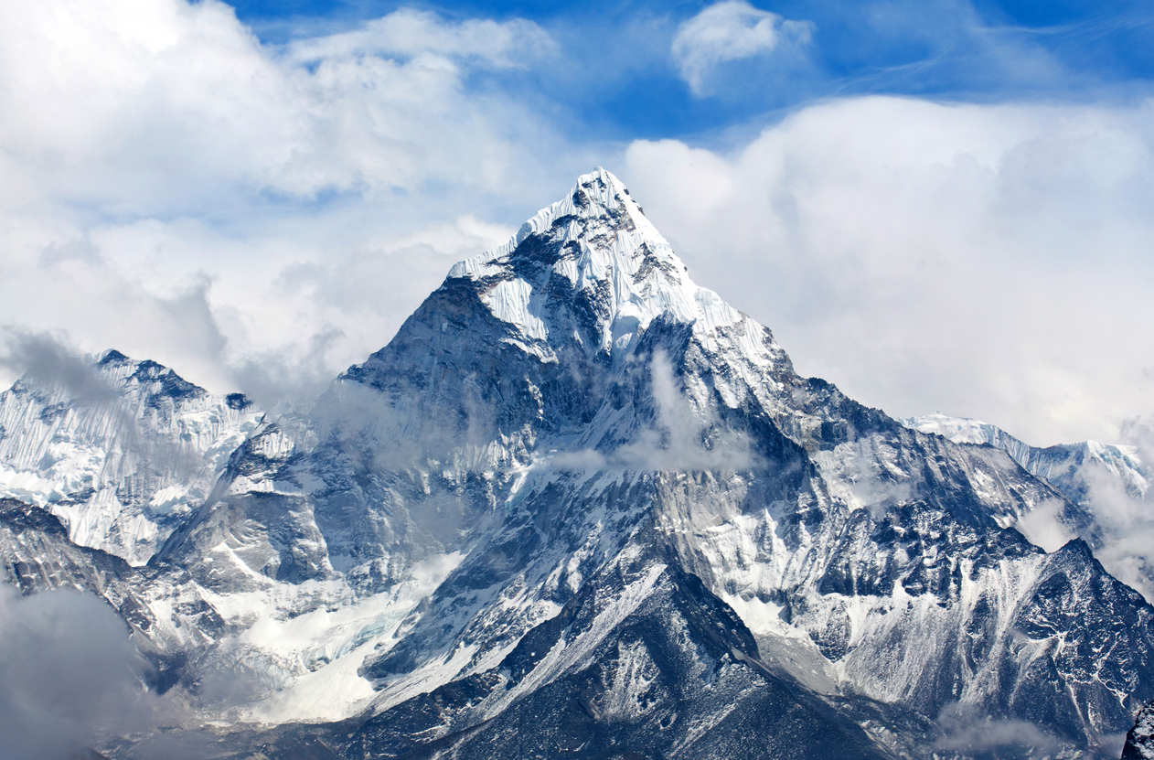 Ama Dablam Peak - view from Cho La pass, Sagarmatha National park, Everest region, Nepal. Ama Dablam (6858 m) is one of the most spectacular mountains in the world and a true alpinists dream