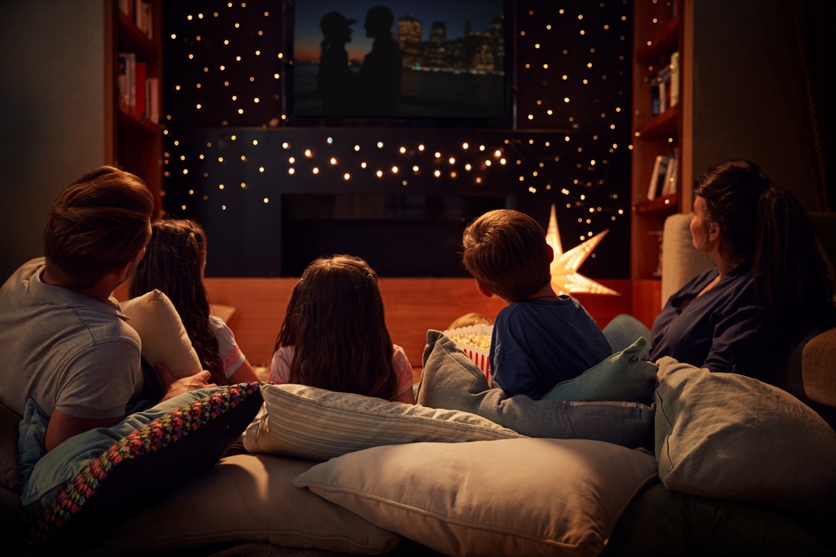 Family movie night setup