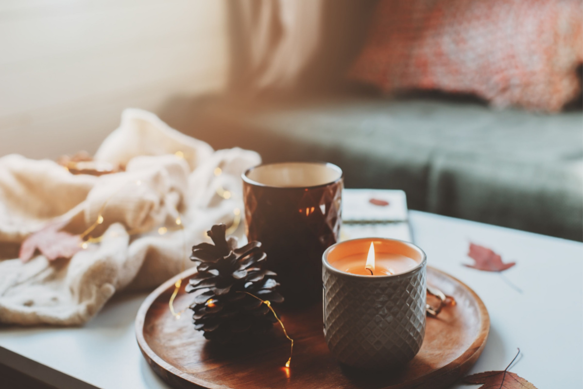 autumn candle display