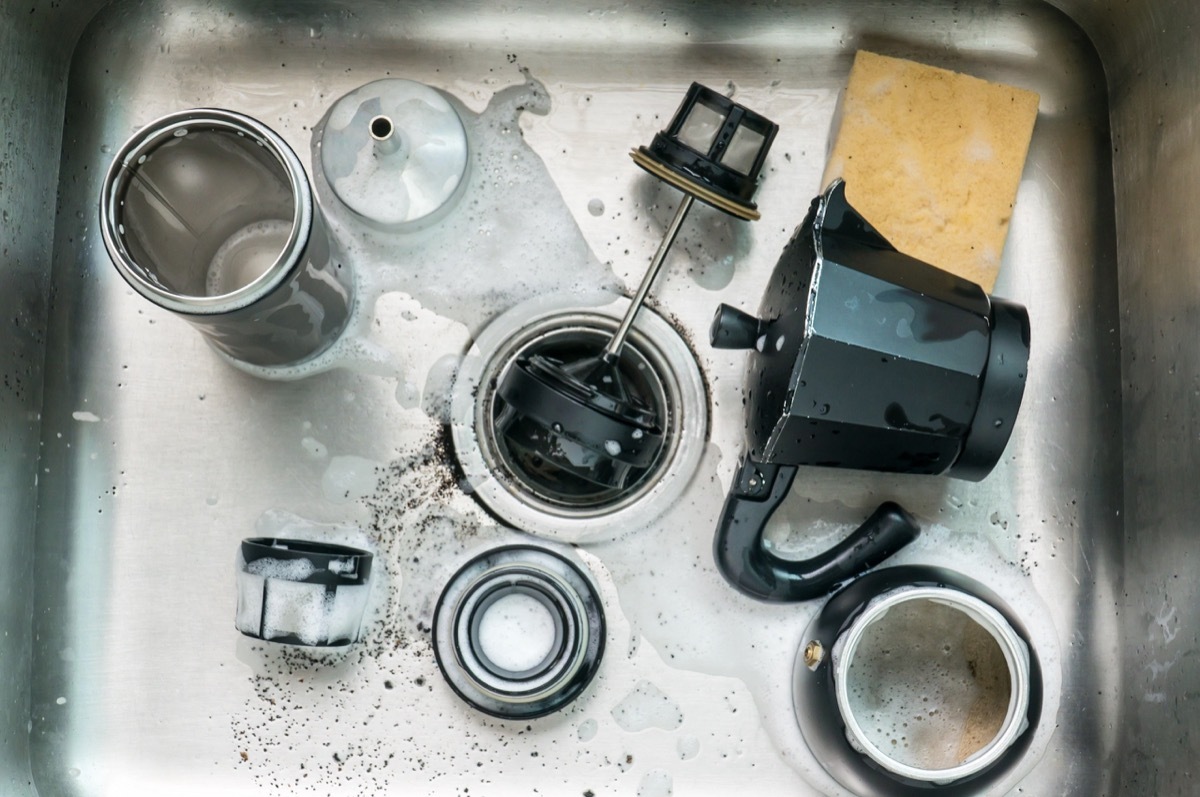 Coffee maker in sink