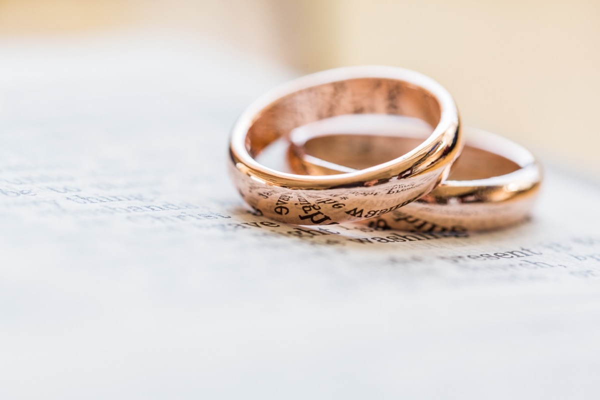 Two wedding rings on a piece of paper