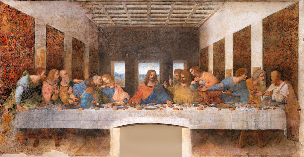 D3EA3C Leonardo da Vinci, The Last Supper 1494-98 Milan, Convent of Santa Maria delle Grazie. Tempera on gesso, pitch and mastic.