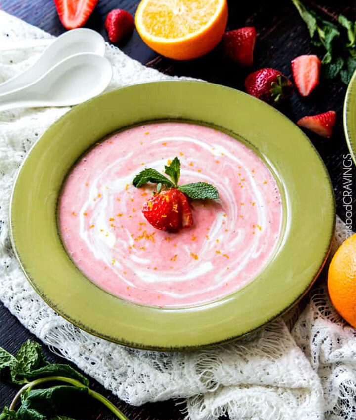 5 minute chilled strawberry coconut soup recipe