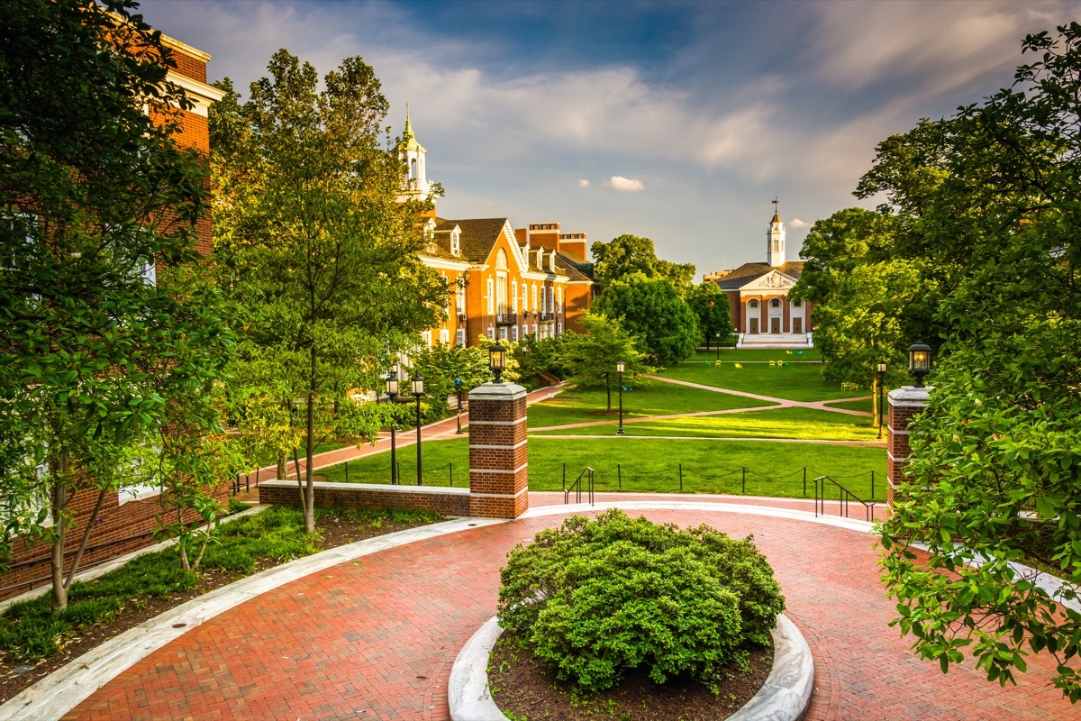 View of buildings at John Hopkins University in Baltimore, Maryland. - Image