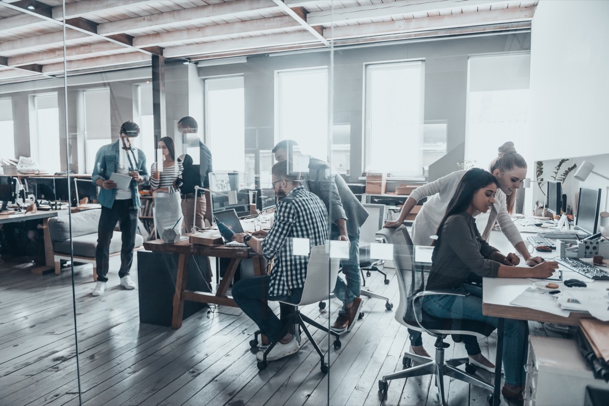 people working together at an office