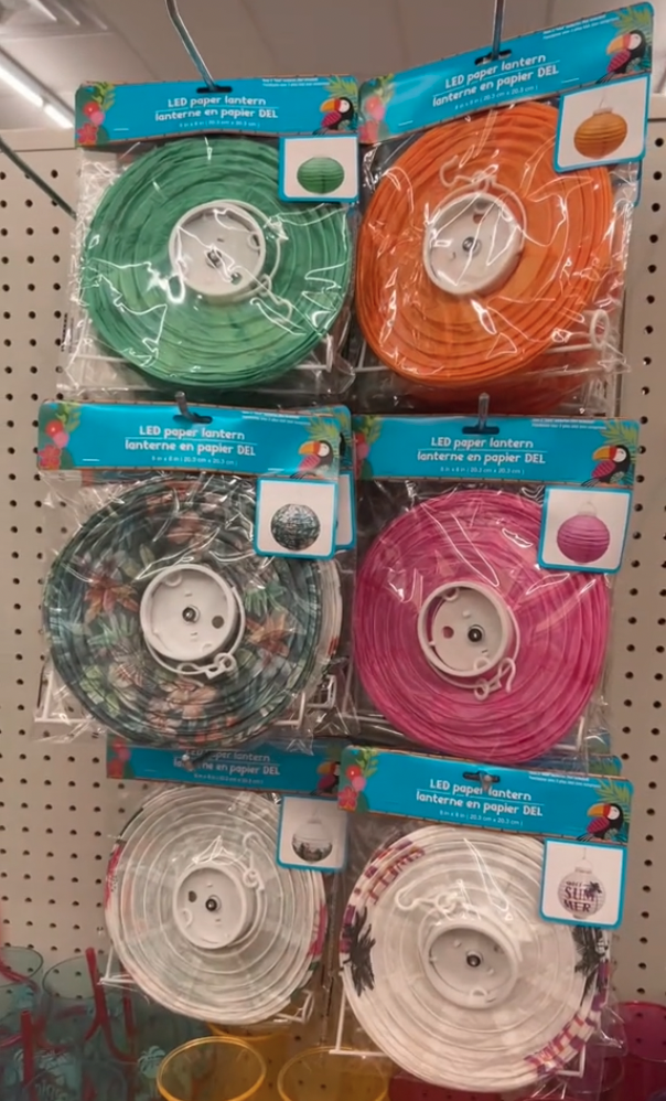 Display of paper lanterns at Dollar Tree