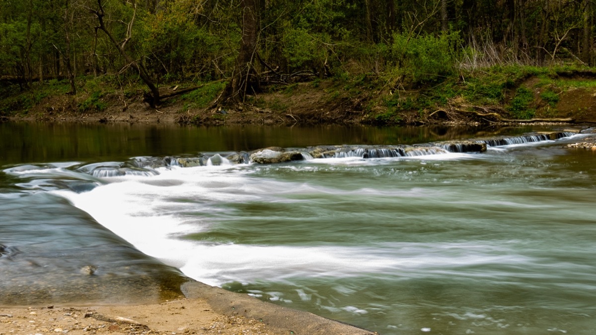 small waterfall in Zionsville, Indiana