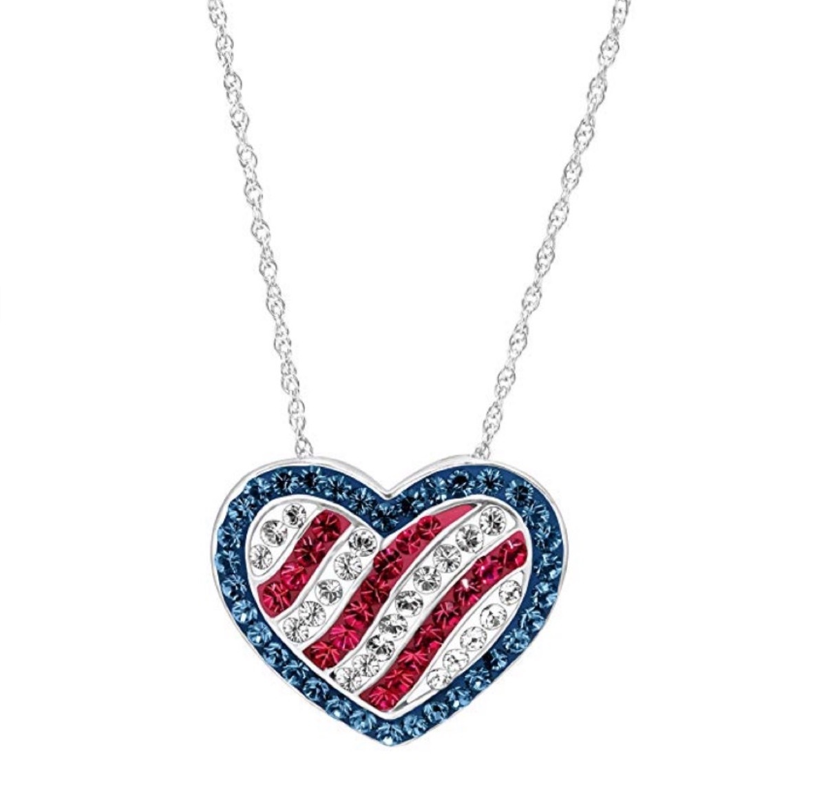 Red White and Blue Heart Necklace Fourth of July Accessories