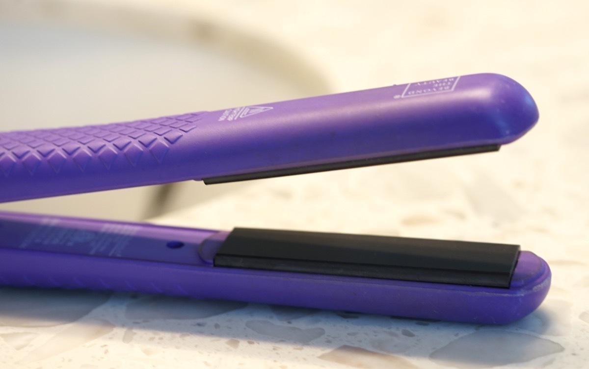 close up shot of hair straightener