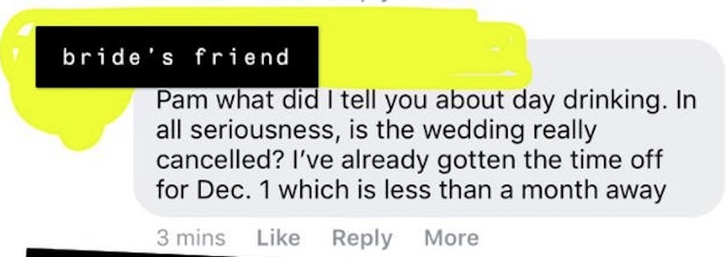 bride cancels wedding, keeps money from guests