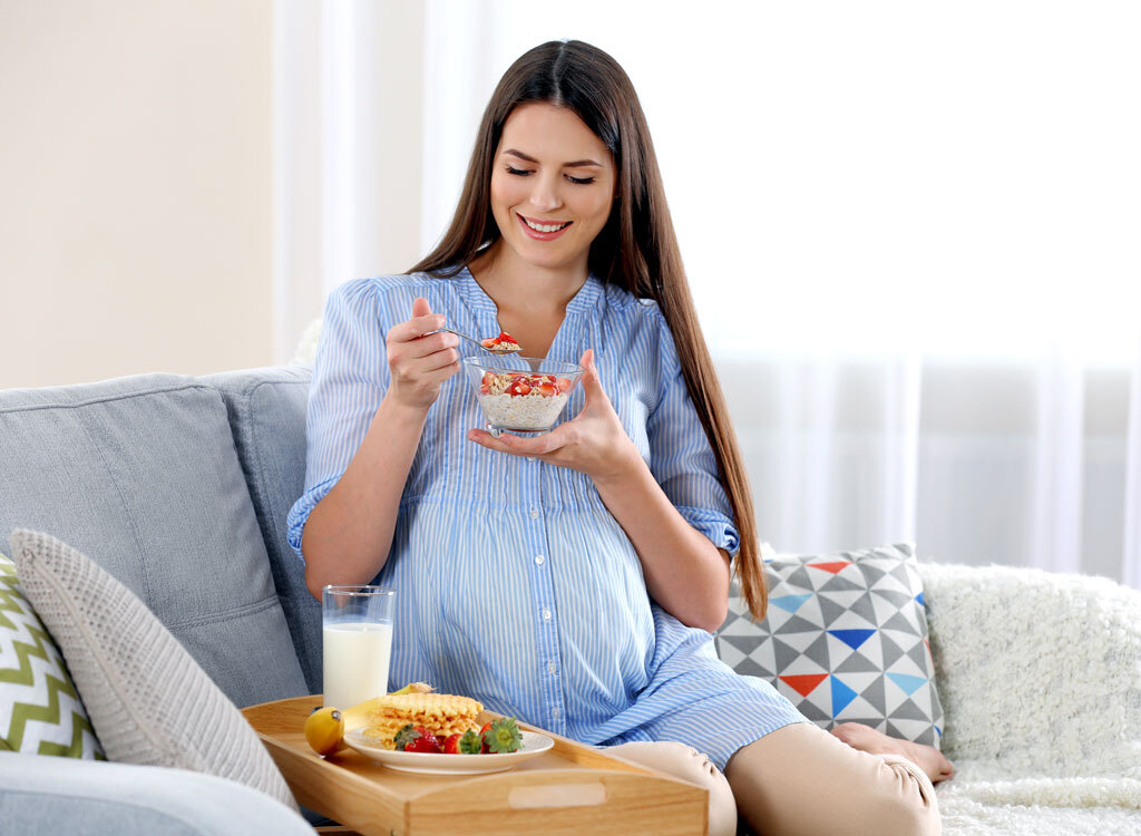 Pregnant woman eating