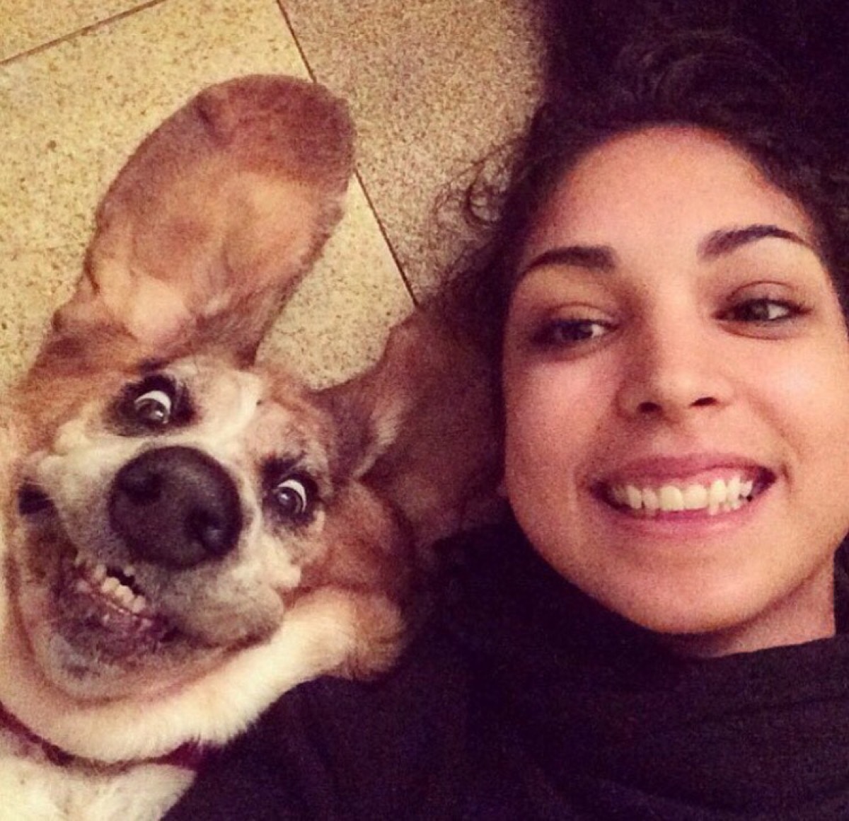 woman smiles like her dog dogs who look like their owners